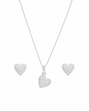 Conjunto Coração Pendurado Cravejado