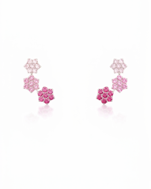 Brinco Flores Rosa Cravejado