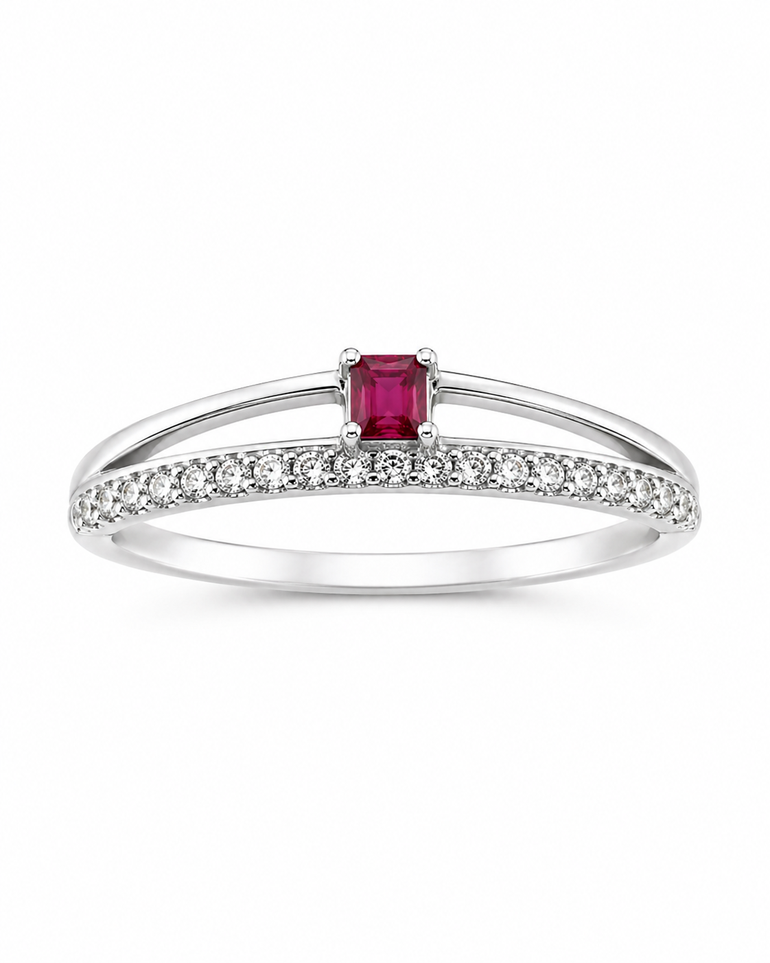 Anel Dois Aros Zircônia Rosa