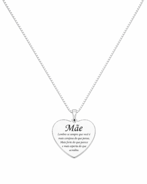 Colar Frase em Coração Mãe